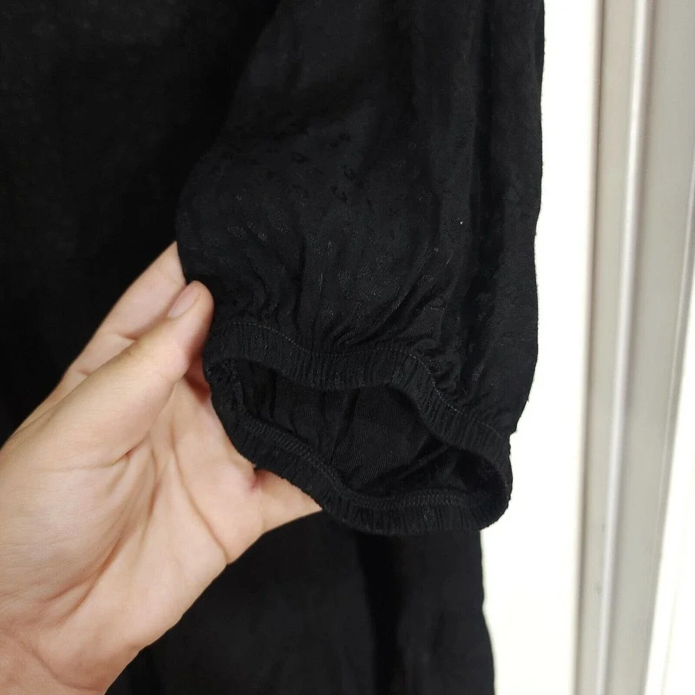 Nation Ltd Womens Dress Liza Black Leopard Animal Trapeze Mini Tiered Ruffle M - Picture 6 of 13